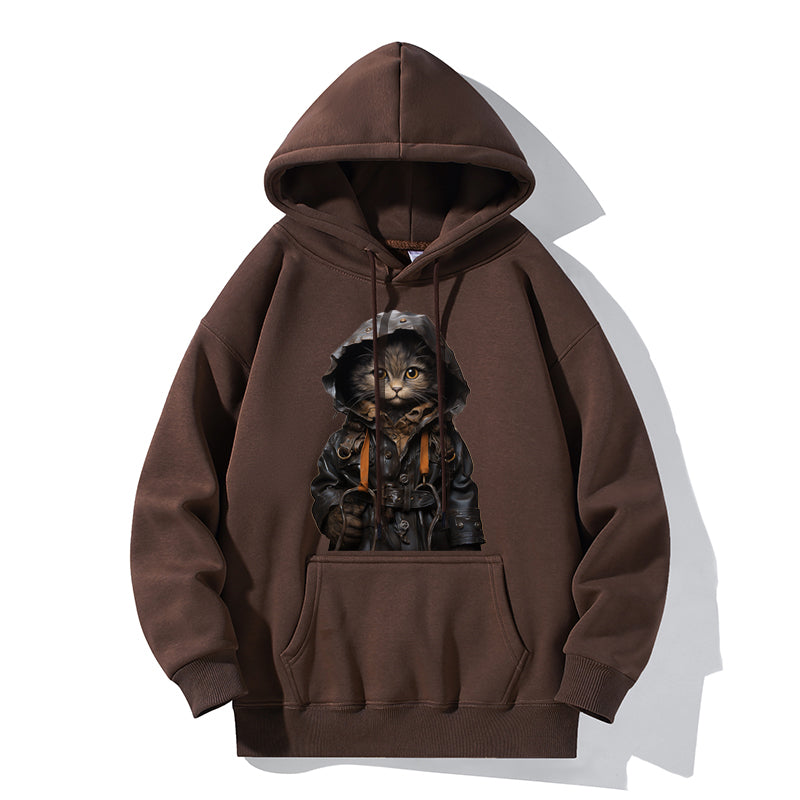 RIVER x ERIC®:Hooded Sweat-Black Cat With An Umbrella-350345