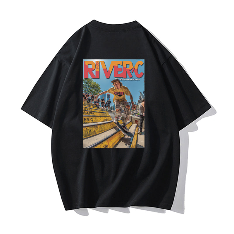 RIVER x ERIC®:t-shirt-skateboarder performing-4-350524