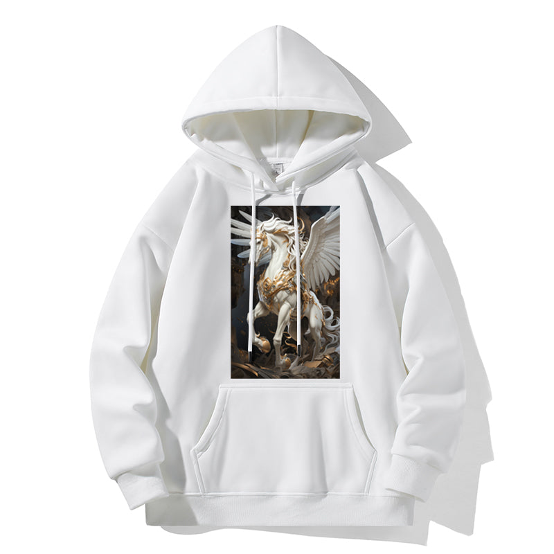 RIVER x ERIC®:Hooded Sweat-white Pegasus-350382