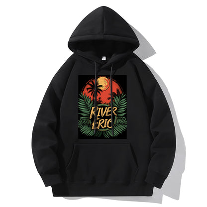 RIVER x ERIC®：【2024A/W】Hooded Sweat-Tropical Retro Art- 350532