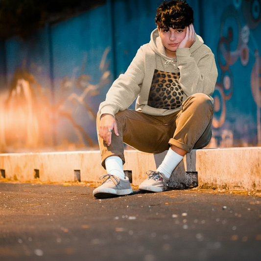 RIVER x ERIC®：【2024A/W】Hooded Sweat-leopard print-350545