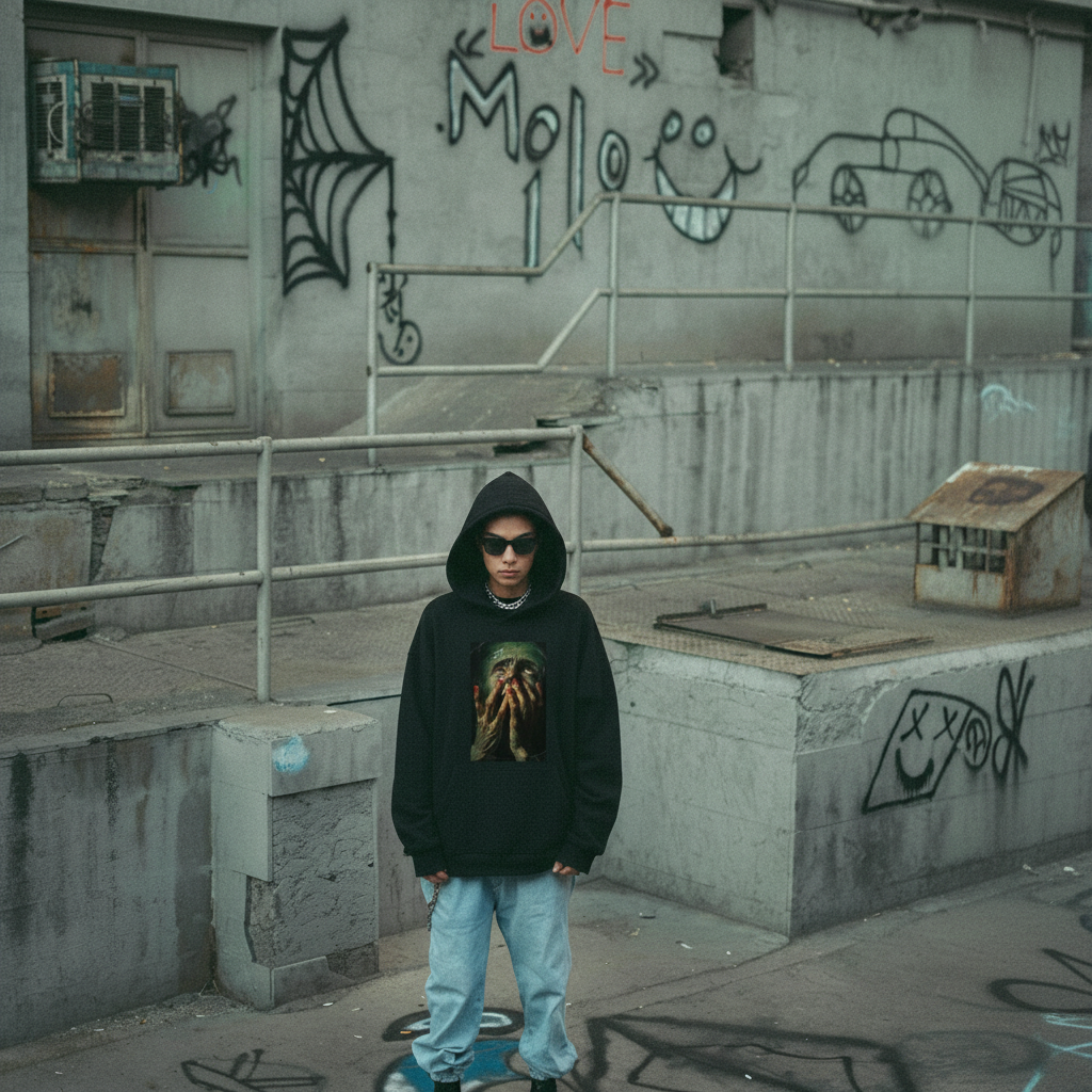 RIVER x ERIC®：Hooded Sweat-A startled man.-350380